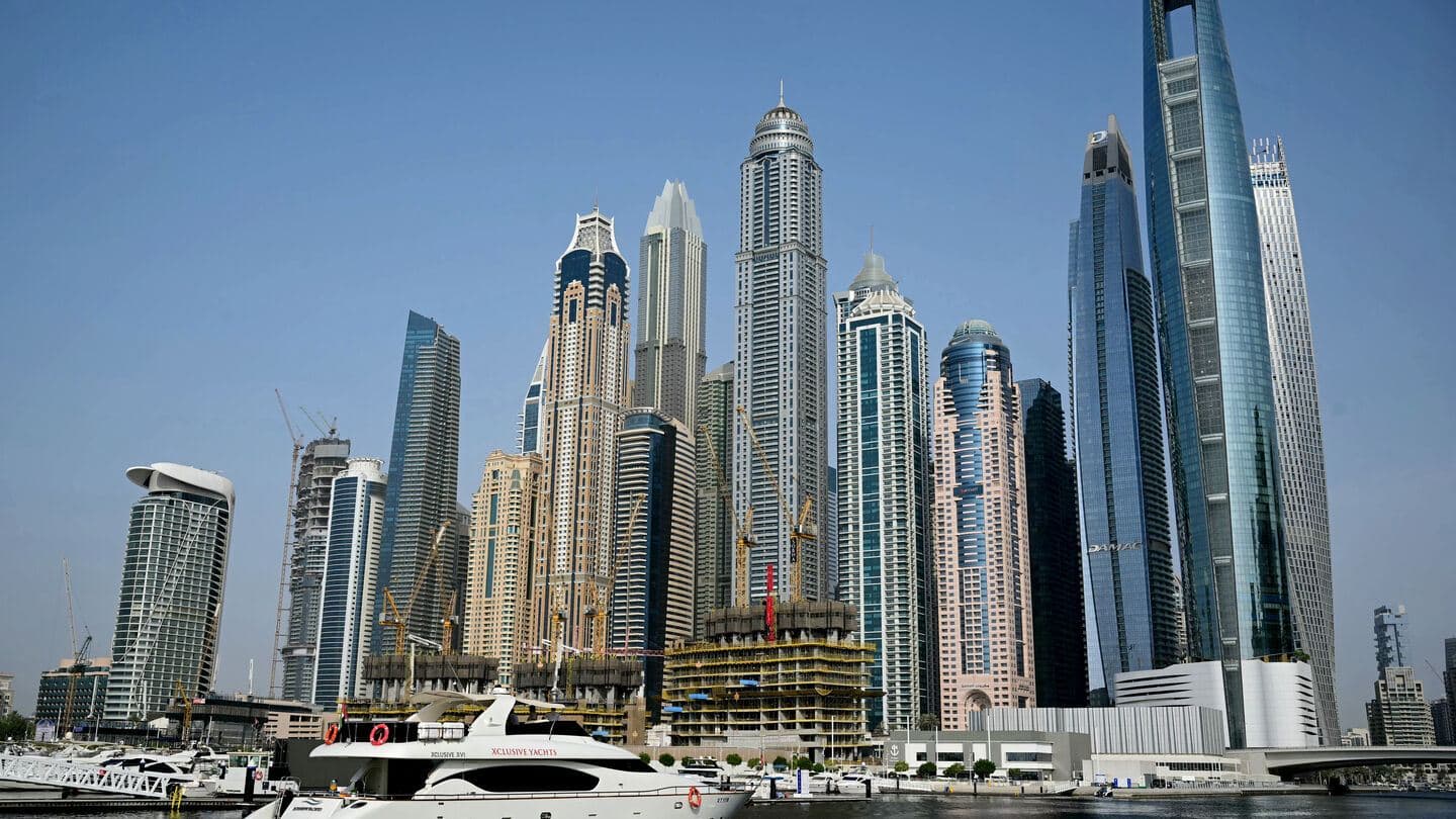 A yacht is pictured at the Dubai Marina in Dubai, in August 2025. AFP file photo