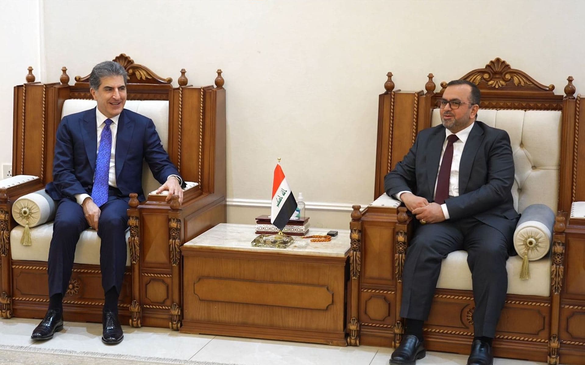 Nêçîrvan Barzanî û Ebdulhusên Mûsewî civiyan / Wêne: Serokatiya Herêma Kurdistanê 