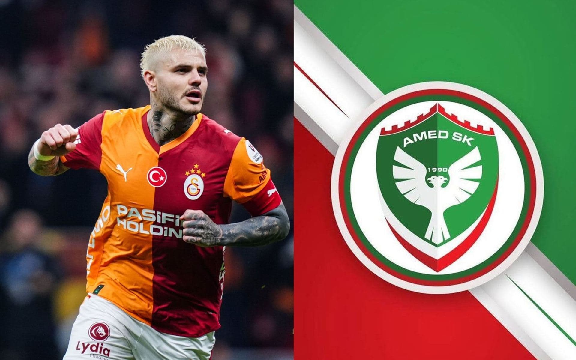 Mauro Icardi û logoya Amedsporê / Wêne: Rûdaw Grafîk