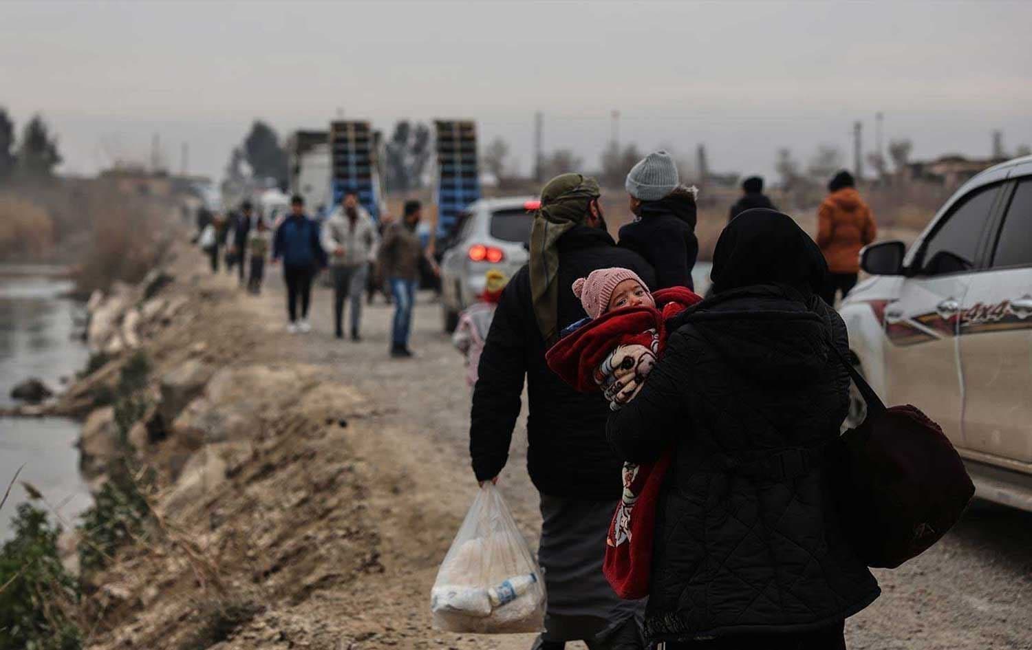Displaced families in Afrin. File photo: AFP