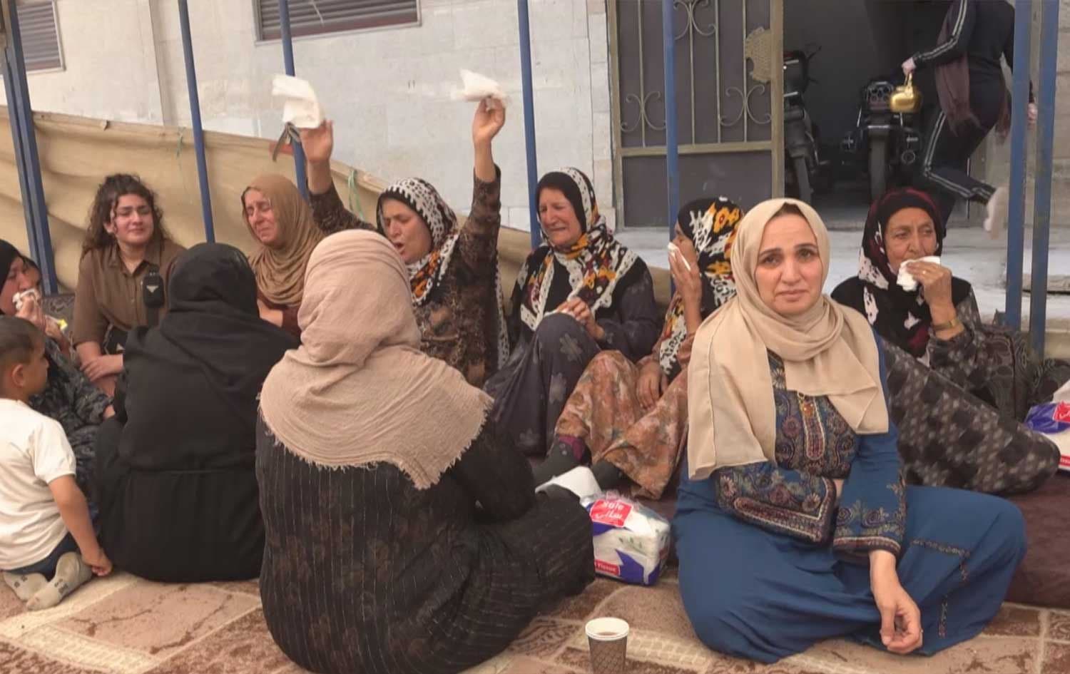 Women mourn the death of a young man in Qamishli who was killed by celebratory gunfire on May 10, 2026. Photo: Screengrab/ Rudaw
