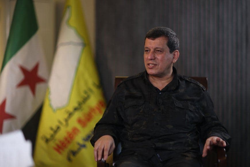SDF chief Mazloum Abdi speaking to ANHA. 
