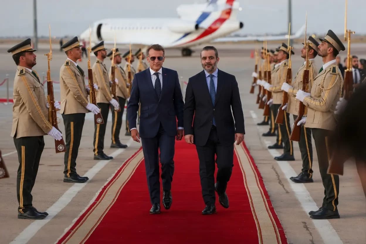 Emmanuel Macron û Esed Şeybanî / Wêne; SANA