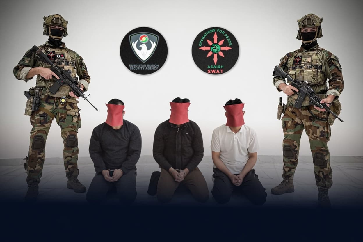 ئاسایشی هەرێم: 3 تیرۆریستی داعش لە سلێمانی و کەرکووک دەستگیرکران
