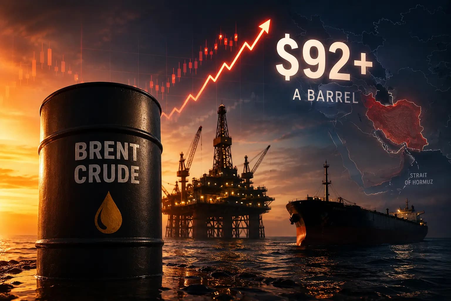 Brent petrolün varil fiyatı bu ay ilk kez 92 doları aştı
