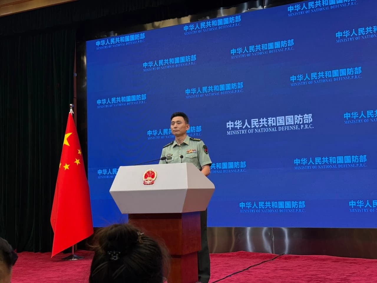 Chinese Defense Ministry spokesperson Zhang Xiaogang during press briefing in Beijing on August 27, 2026. Photo: Mahdi Faraj/Rudaw