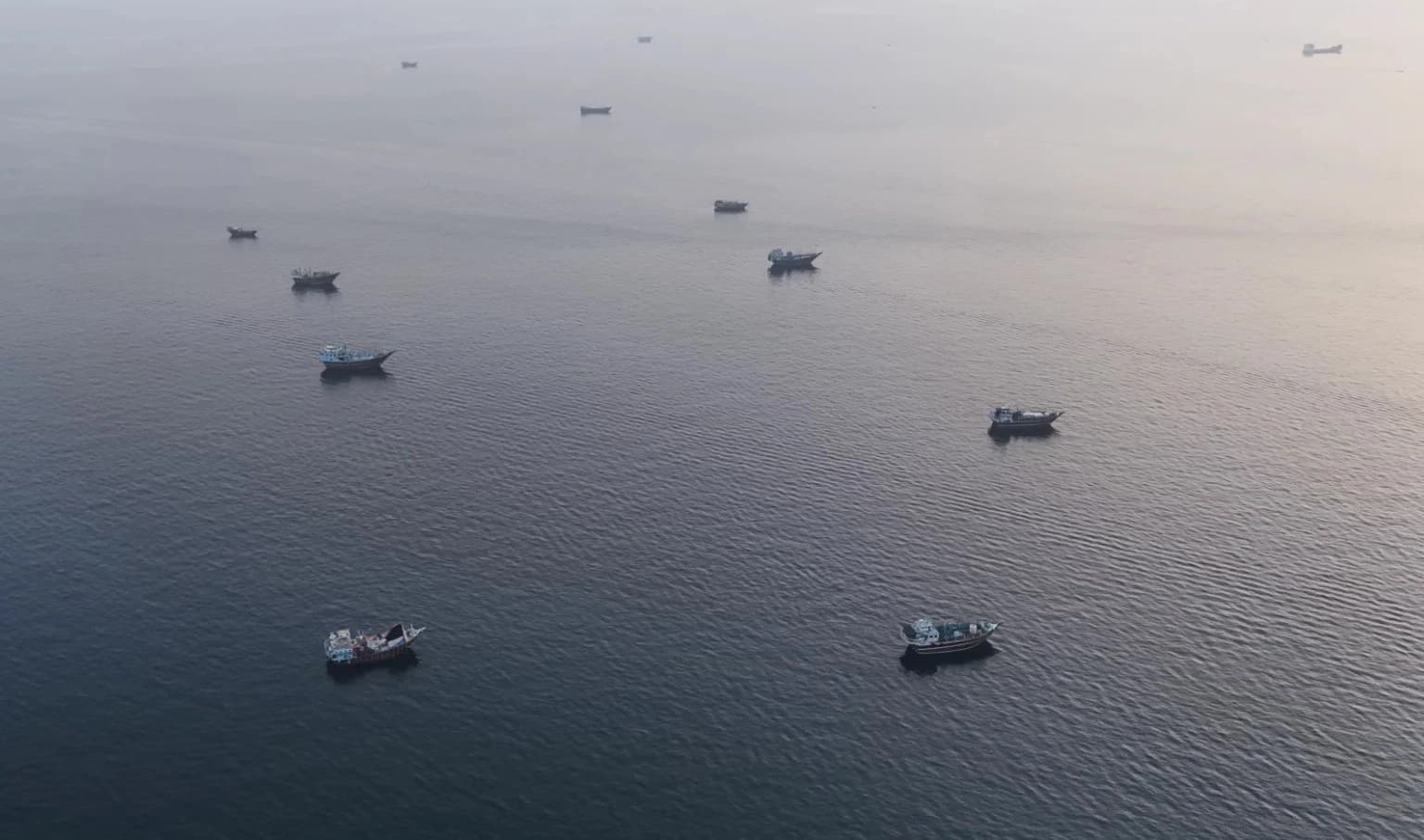 Ships anchored at anchored off Oman's northern Musandam Peninsula near the Strait of Hormuz on June 27, 2026. Photo: AFP