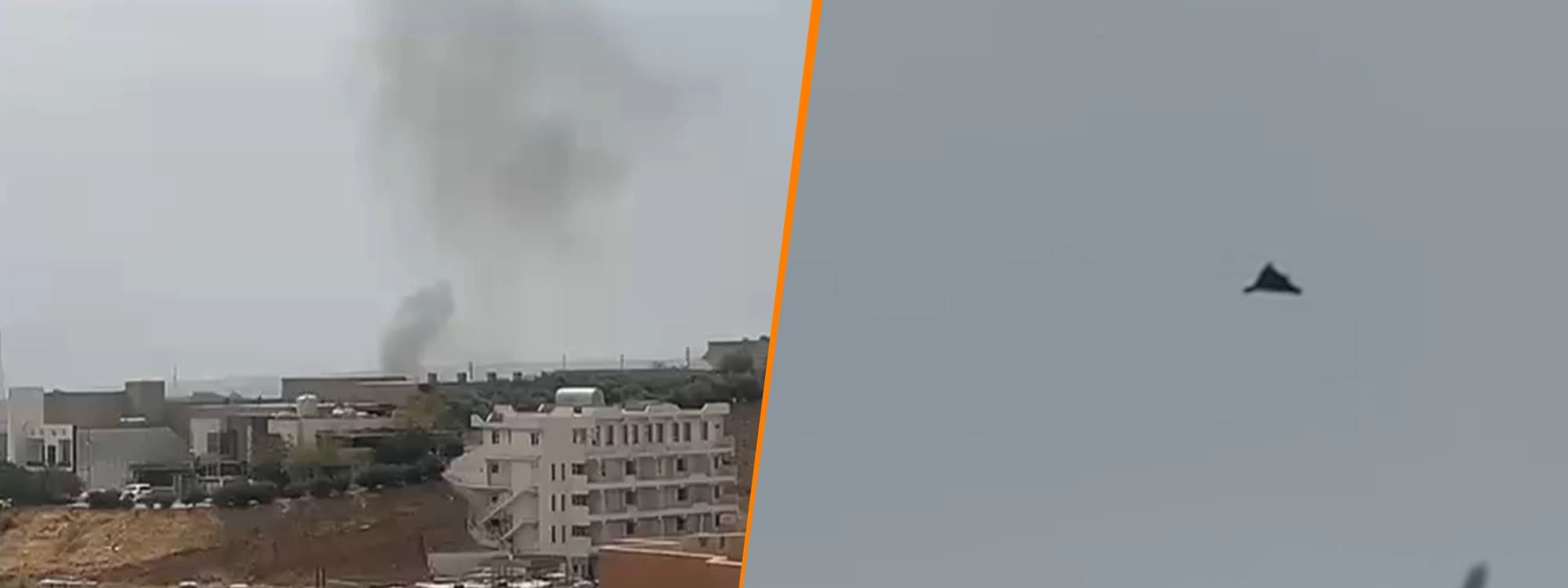 A screengrab from a video showing the moment a drone targeted the Azadi camp of the KDPI in Erbil's Koya district on October 12, 2026.