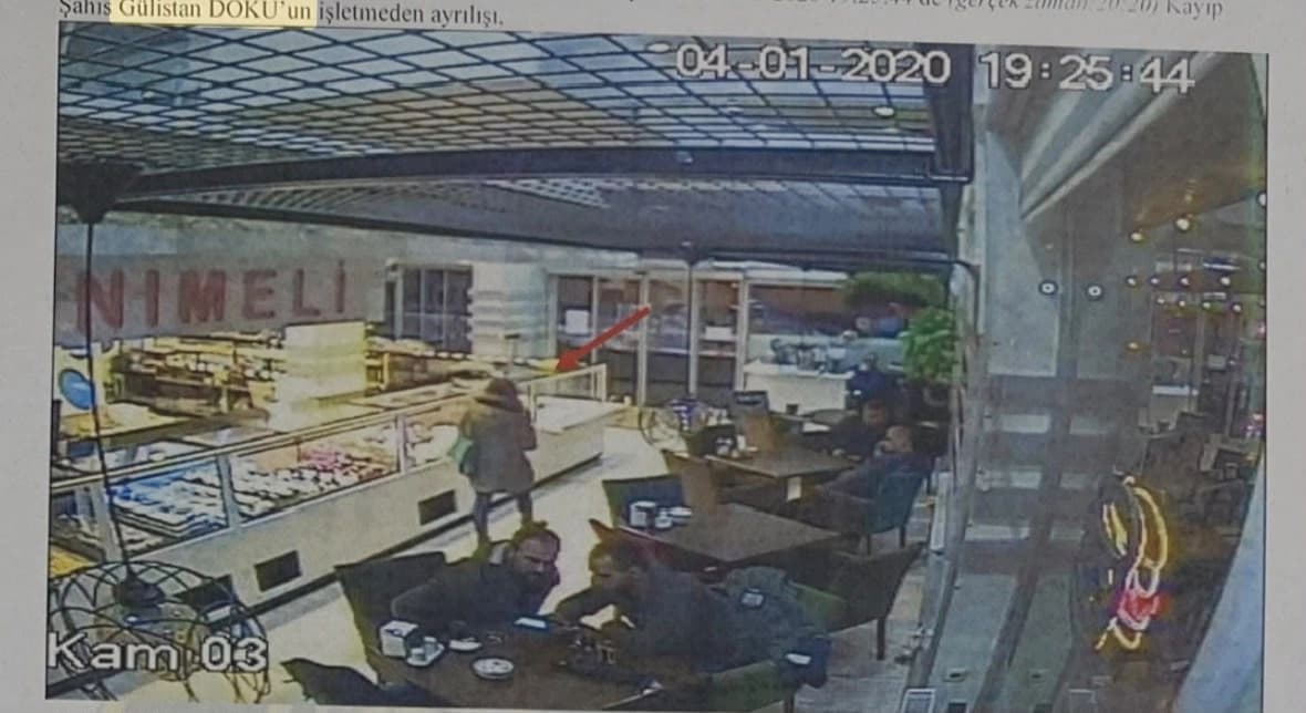 Gülistan Doku'nun çalıştığı kafede 15 kamera vardı, üst kat görüntüleri dosyada yok