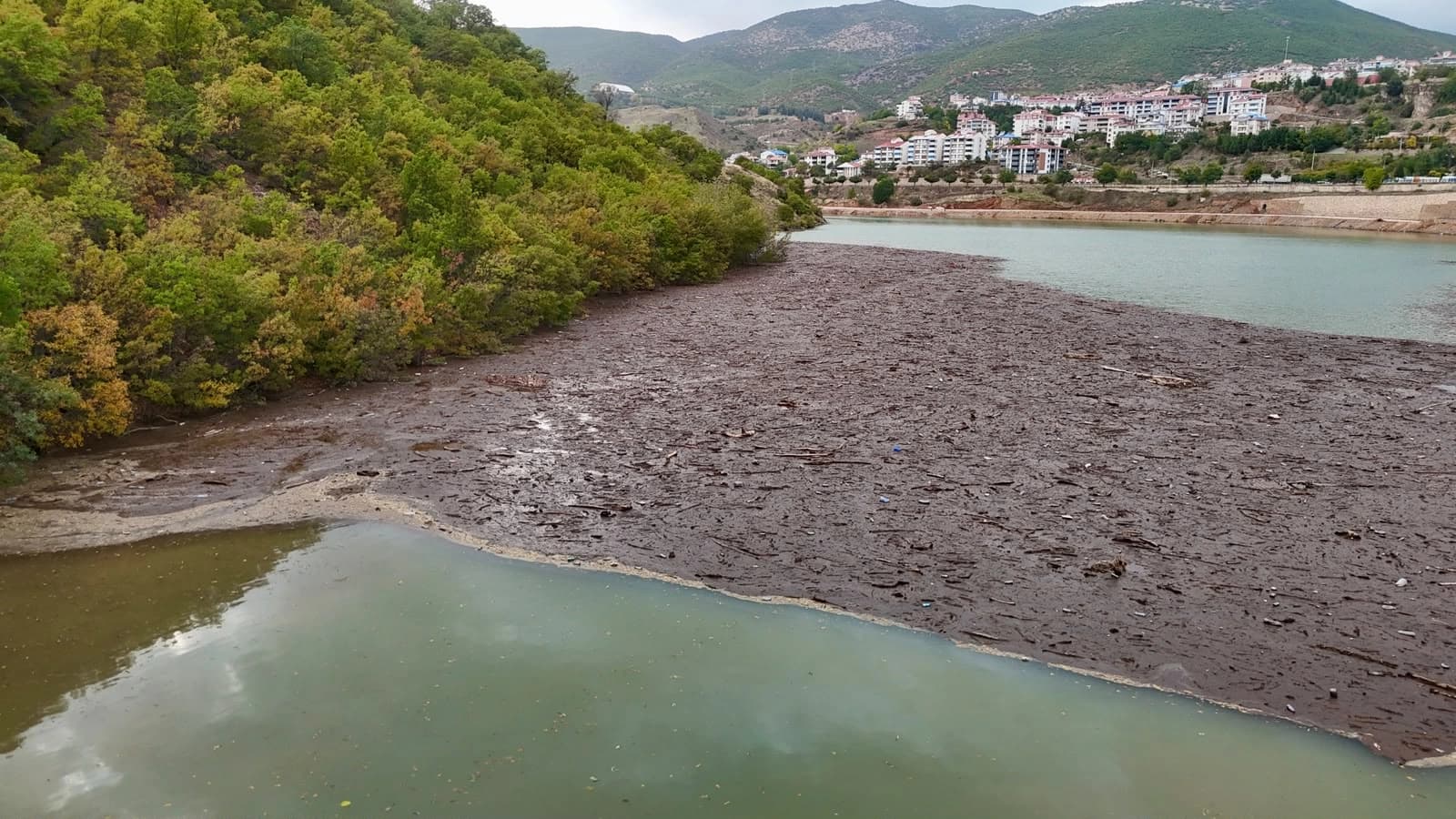 DERSİM- Yağışların ardından Uzunçayır Baraj Gölü kıyısında atık birikintileri oluştu