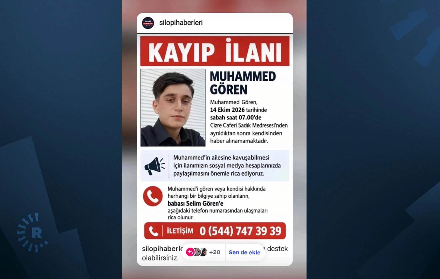 Cizre’de kaybolan Muhammed Gören’den haber alınamıyor
