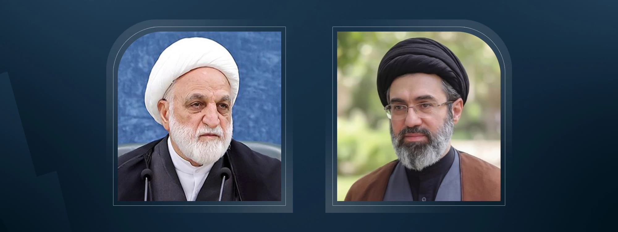 Gholamhossein Mohseni-Ejei (left), Mojtaba Khamenei (right). Photos: Iranian media: Rudaw Graphic