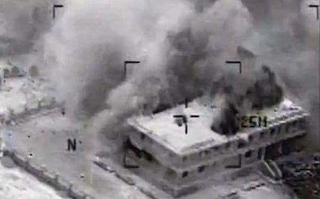 Pentagon footage of an airstrike against ISIS in Syria.