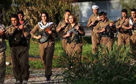 Guerrillas of the Kurdistan Democratic Party of Iran in training. Photo: AFP.