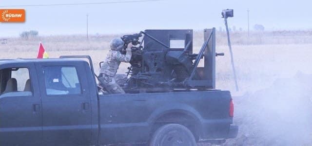 Rudaw file photo of a Peshmerga truck gunner in southern Kirkuk