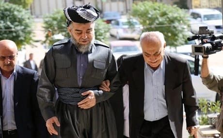 Ali Bapir, head of Komal (L), walks with Omar Sayid Ali, head of Gorran (R). Photo: Komal