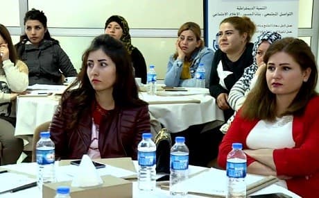 Women take part in a workshop addressing their role in the drafting of Syria's new constitution, Qamishli, November 17, 2018. Photo: Rudaw video