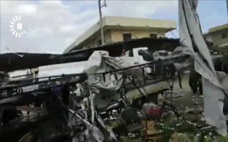 Video obtained by Rudaw shows the aftermath of an explosion in Afrin's city center on December 16, 2018.