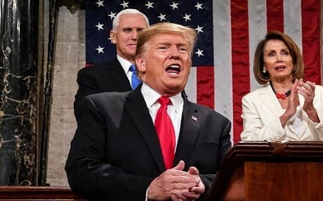 US President Donald Trump delivers the State of the Union address at the US Capitol in Washington, DC, on February 5, 2019. Photo: Doug Mills | AFP