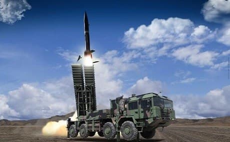 Digital reproduction of Turkey’s domestically-made Bora-1 missile. File photo: Roketsan