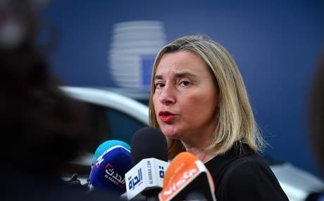 European Union for Foreign Affairs and Security Policy Federica Mogherini answers journalists' questions during a Foreign Affairs meeting at the EU headquarters in Brussels on July 15, 2019. Photo: John Thys | AFP