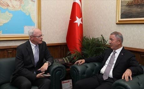 US special envoy to Syria James Jeffrey meets with Turkish Defense Minister Hulusi Akar in Ankara, July 22, 2019. Photo: AA