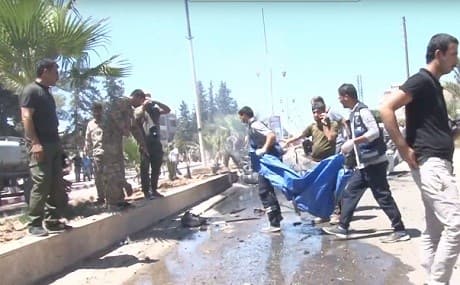 Aftermath of an explosion in the Kurdish-held town of Al-Qahtaniya in Hasaka, northeast Syria, August 7, 2019. Photo: ANF video