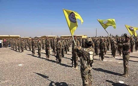 Academy of Martyr Mohammed Al-Ali, part of the Syrian Democratic Forces, on July 11, 2019 in Tabqa, northern Syria. Photo: SDF
