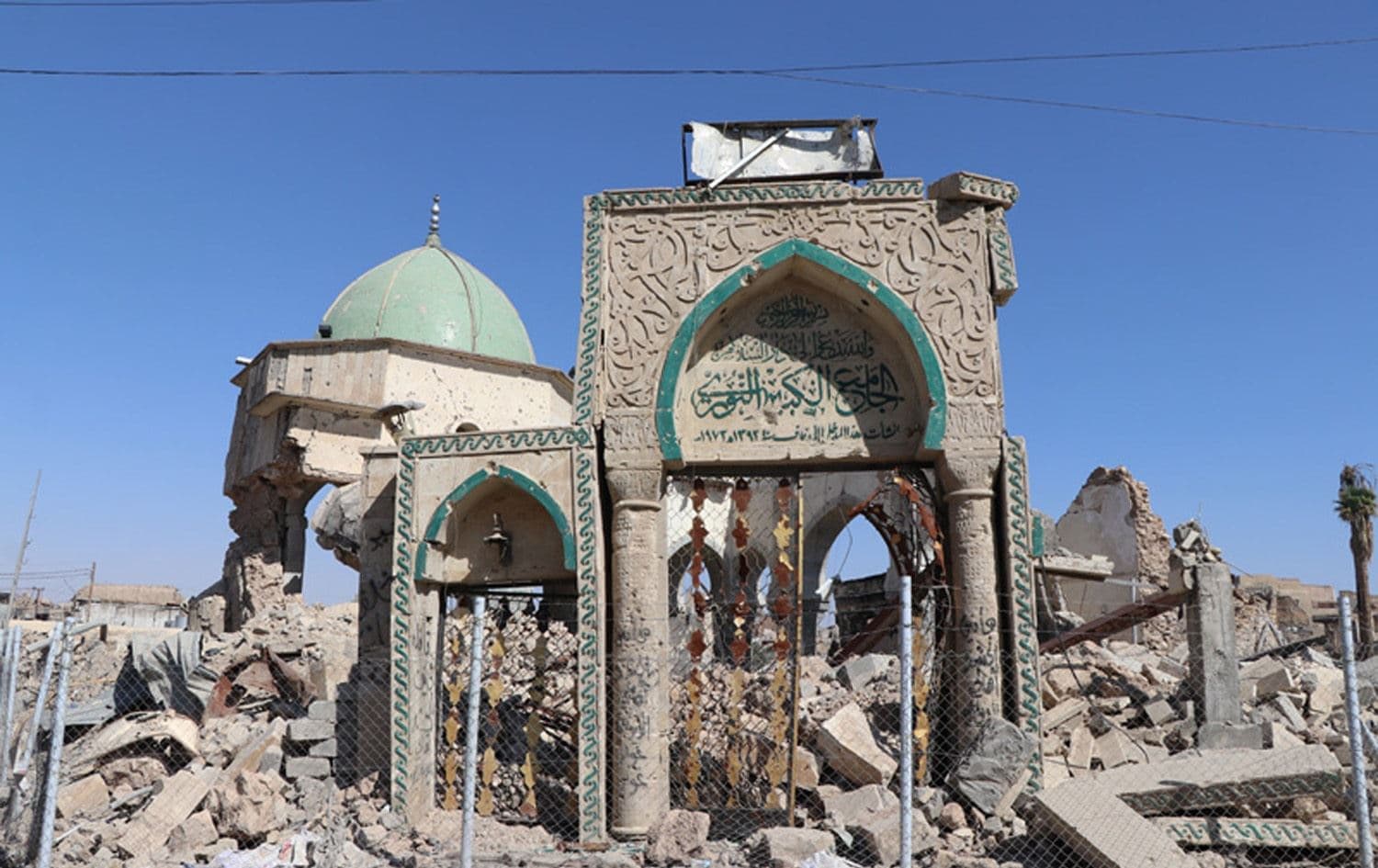 Al-Nuri mosque was destroyed during the battle to retake the city from the Islamic State group (ISIS) in 2017. Photo: Lorene Giorgis / UNMAS