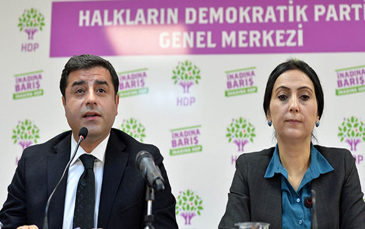 Former Peoples' Democratic Party (HDP) co-chairs Selahattin Demirtas and Figen Yuksekdag have been in jail since November 2016. Photo: AFP