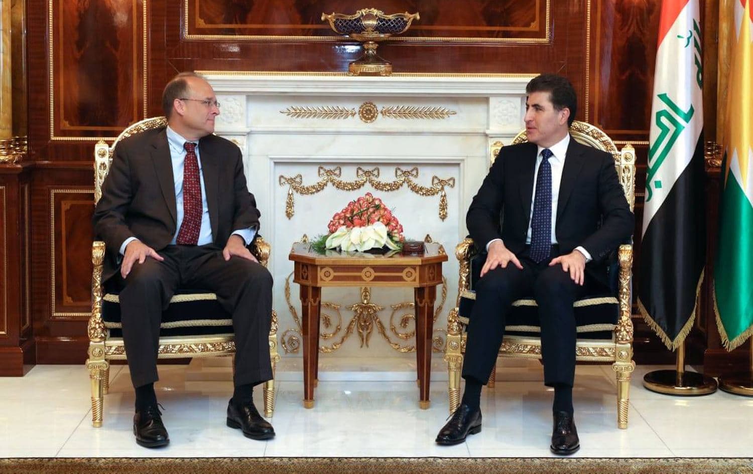 Assistant Secretary for Terrorist Financing Marshall Billingslea (left) with Kurdistan Region President Nechirvan Barzani in Erbil on September 25, 2019. Photo: IKR Presidency