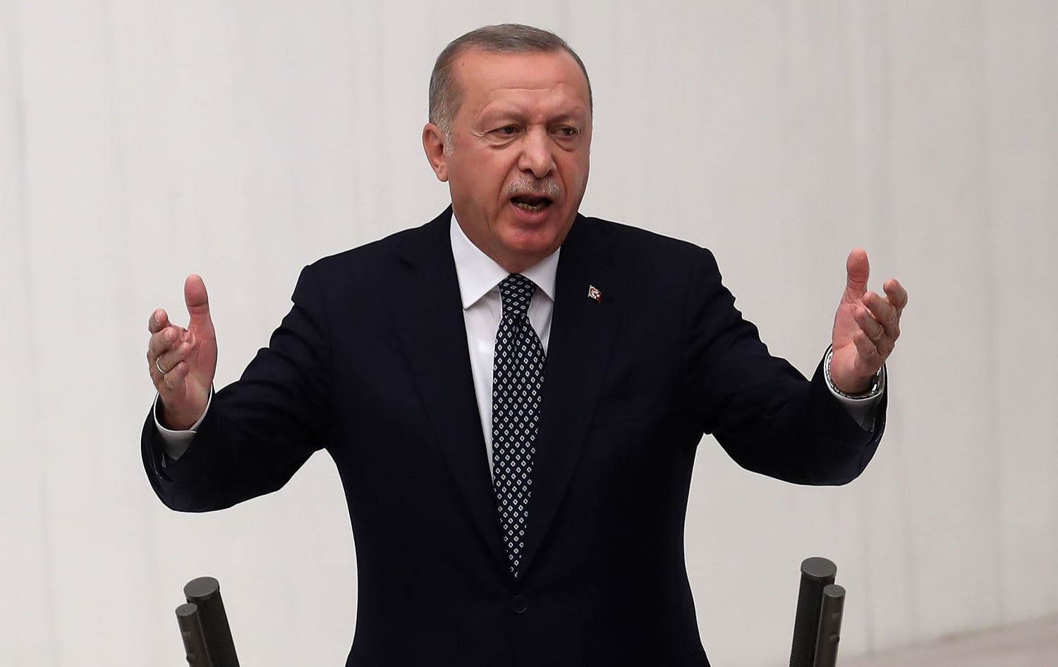 Turkish President Recep Tayyip Erdogan delivers a speech during the opening of the third legislative session of the Turkish parliament’s 27th term at the Grand National Assembly of Turkey (TBMM) in Ankara, October 1, 2019. Photo: Adem Altan / AFP