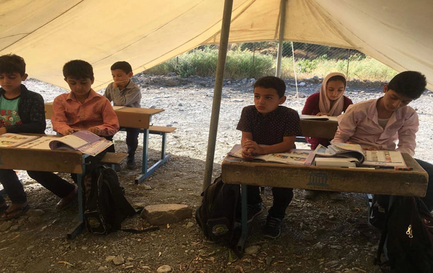 Students displaced by Turkish bombings in their village near the Iraq-Turkey border study in Qaladize in the Kurdistan Region's Sulaimani province on October 15, 2019. Photo: Rudaw