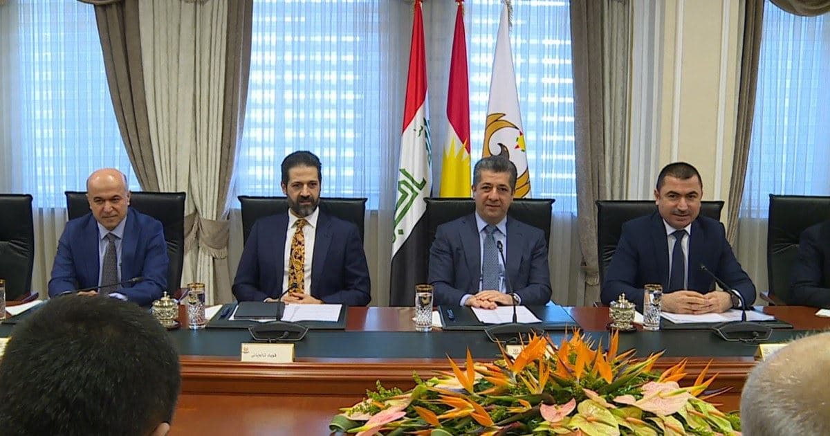 Deputy Prime Minister of the Kurdistan Region Qubad Talabani (left), Prime Minister Masrour Barzani and Omed Sabah, head of the Council of Minister's office attend a meeting on November 24, 2019 to discuss Baghdad budget talk developments. Photo via Kurdistan Regional Government website