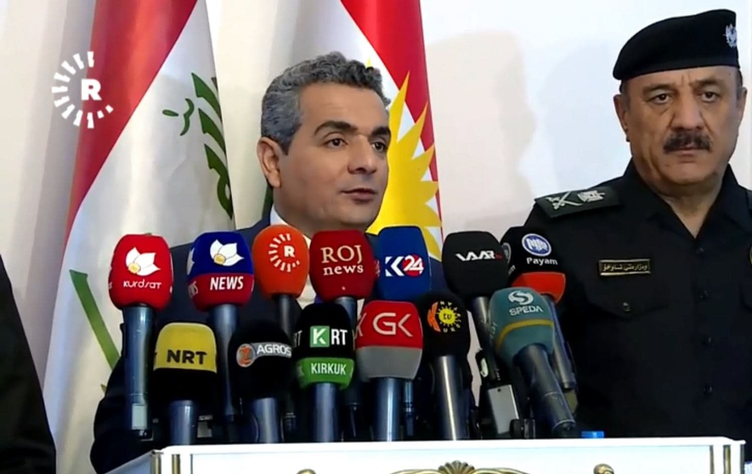 Erbil Governor Firsat Sofi speaks to reporters in the Kurdistan Region capital, November 28, 2019. Photo: Rudaw TV