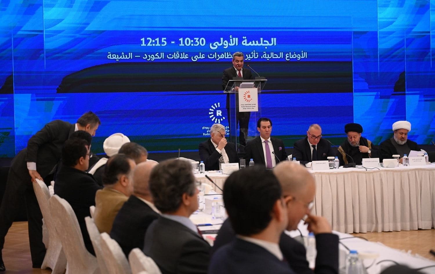 Governor of Erbil Firsat Sofi speaks at the Erbil-Najaf forum for Iraqi dialogue on December 15, 2019. Photo: Blind Tahir / Rudaw