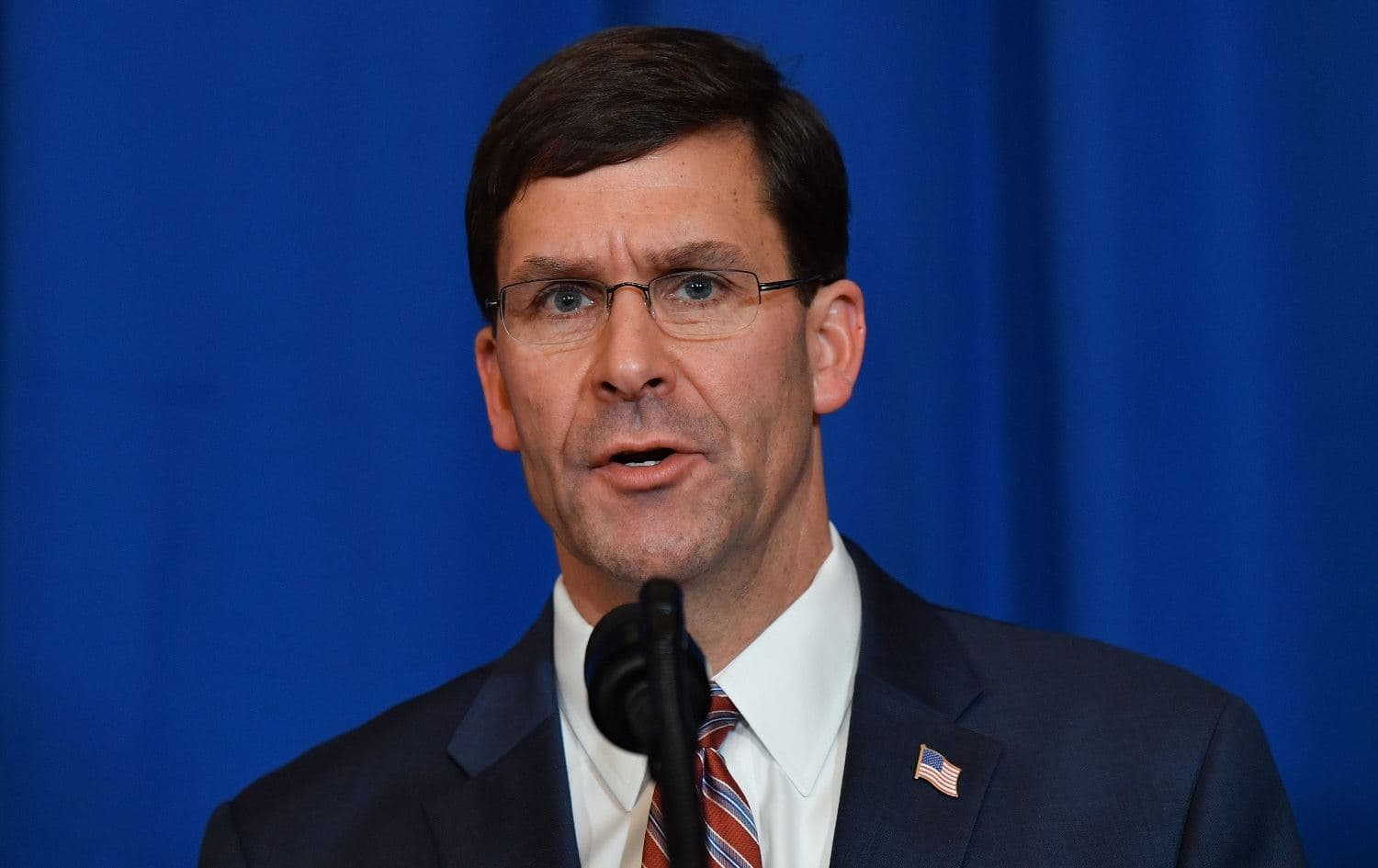 US Secretary of Defense Mark Esper speaks onstage during a briefing in Mar a Lago, Palm Beach, Florida on December 29, 2019. Photo: Nicholas Kamm / AFP