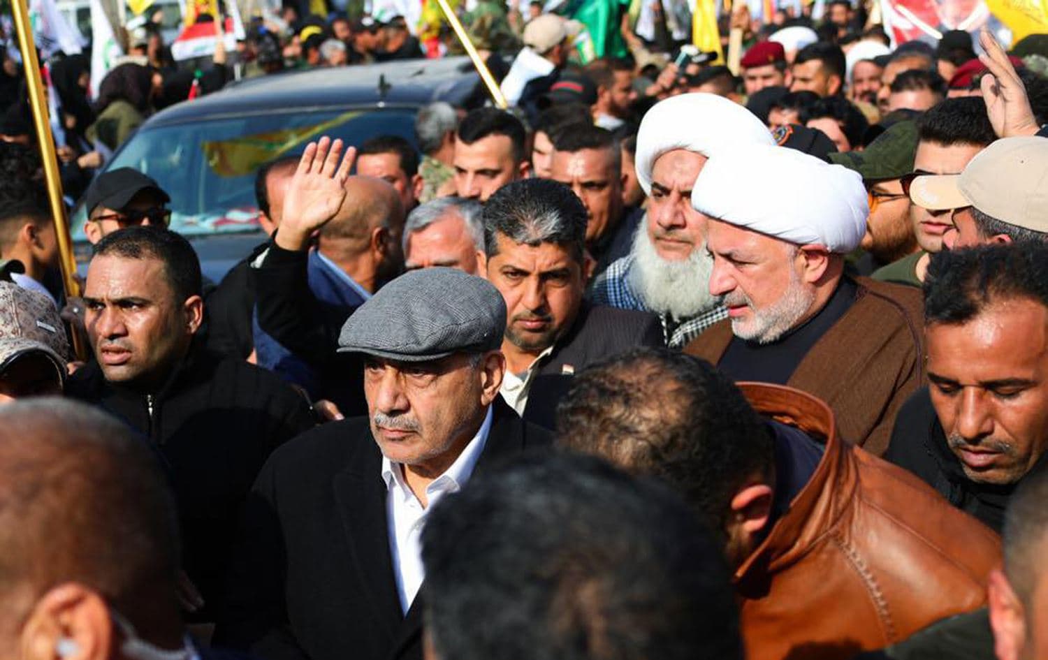 Iraqi Prime Minister Adil Abdul-Mahdi attends a funeral procession on January 4 in Baghdad for Qasem Soleimani and Abu Mahdi al-Muhandis. Photo: PM office
