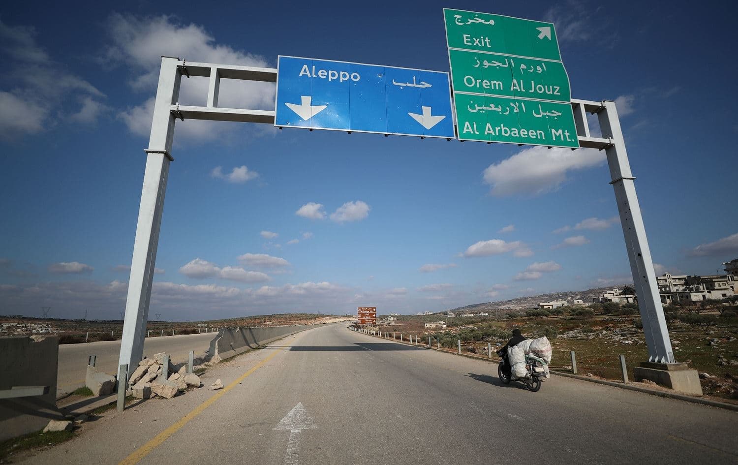 The M4 highway linking the northern Syrian provinces of Aleppo and Lattakia at a junction near the village of Urum al-Jawz, south of the northwestern city of Idlib, Syria, February 17, 2020. Photo: Omar Haj Kadour / AFP
