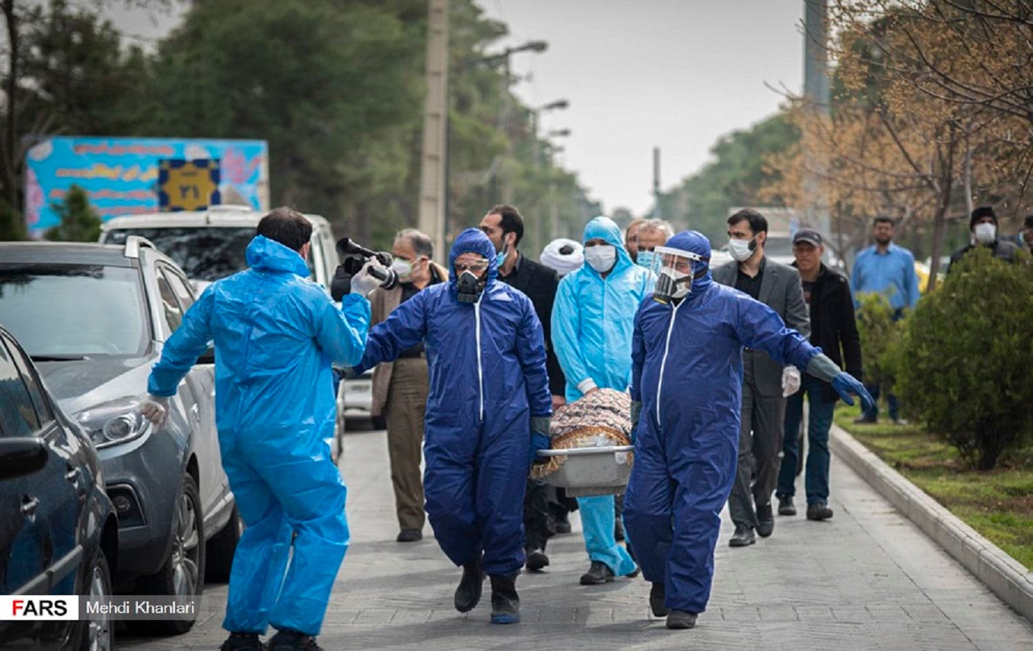 MP Fatemeh Rahbar is carried to Behesh Zahra cemetery in Tehran on Sunday. Photo: Mehdi Khanlari/Farsnews