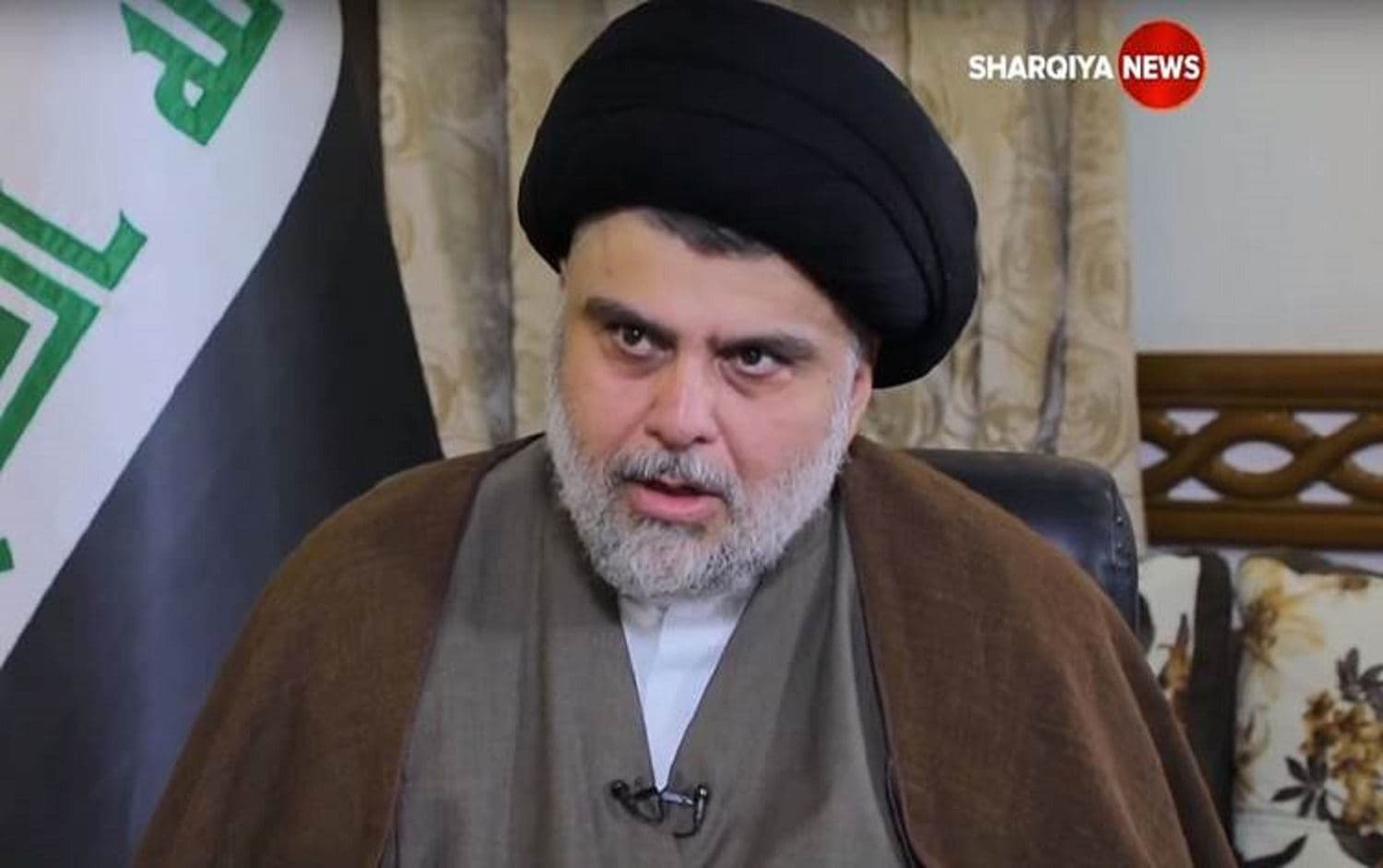 Iraqi Shiite cleric Muqtada al-Sadr talks to al-Sharqiya news, February 24. Photo: al-Sharqiya
