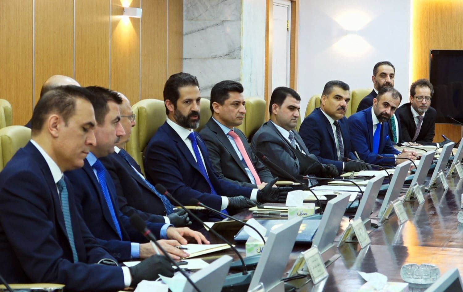 Talabani's delegation meets with Iraqi government officials on April 29, 2020. Photo: Qubad Talabani's media office