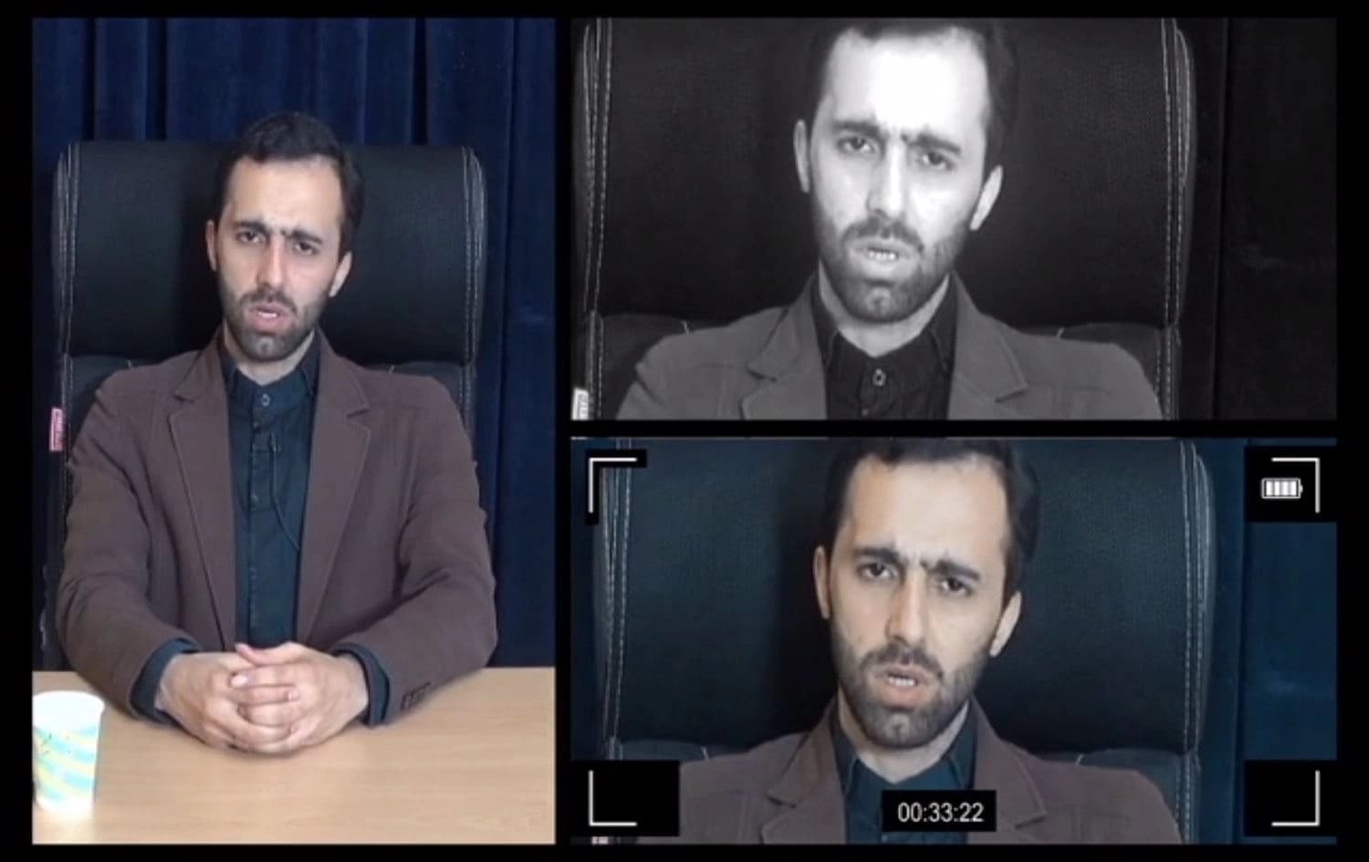 Sayyid Mahmoud Mousavi Majd confesses to spying for western intelligence agencies on Iranian state television. Human rights organizations have documented Iran’s consistent use of torture and other methods to extract forced confessions from prisoners.