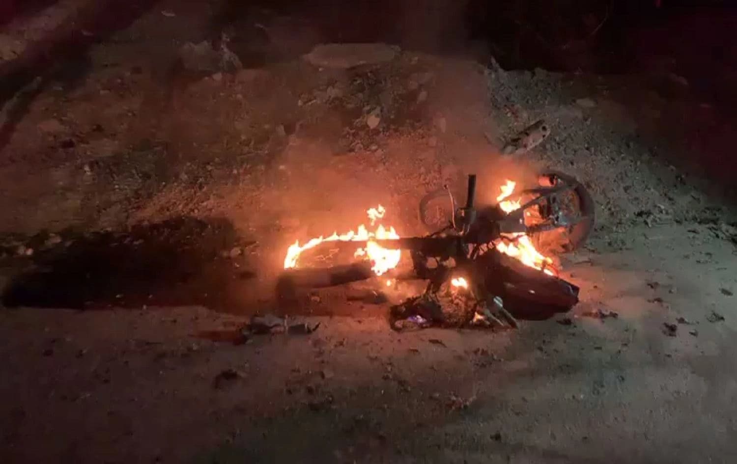 The blast was reportedly caused by a rigged motorcycle parked near a market. Photo: SOHR