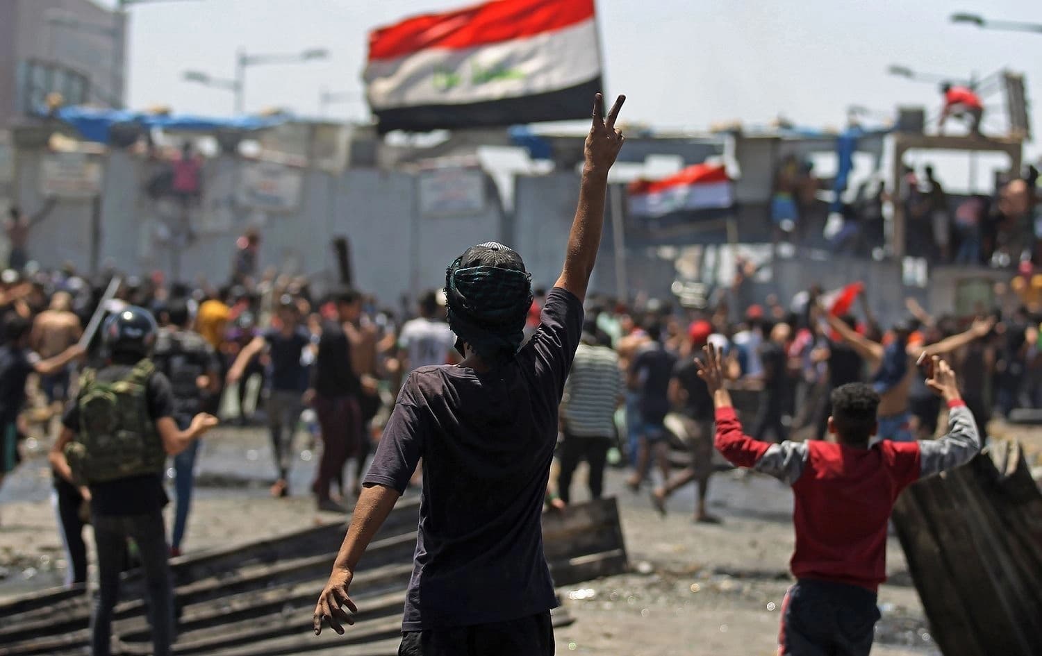 Protesters clash with security forces in Baghdad on May 10, 2020. Photo: Ahmad al-Rubaye/AFP