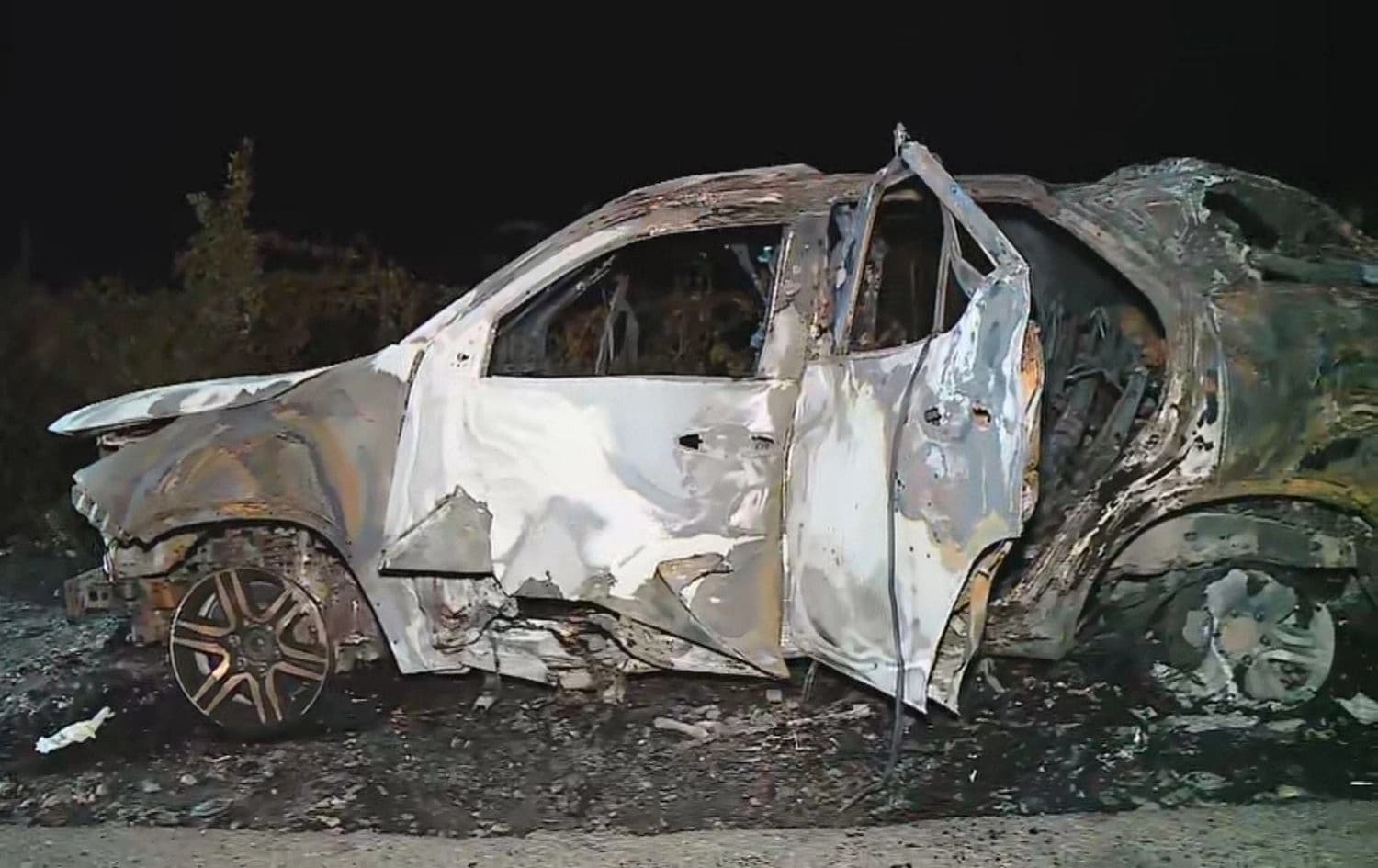 Initial reports are that three occupants were killed and one injured in a suspected Turkish airstrike on a car traveling along a road east of Duhok city. Photo: Rudaw