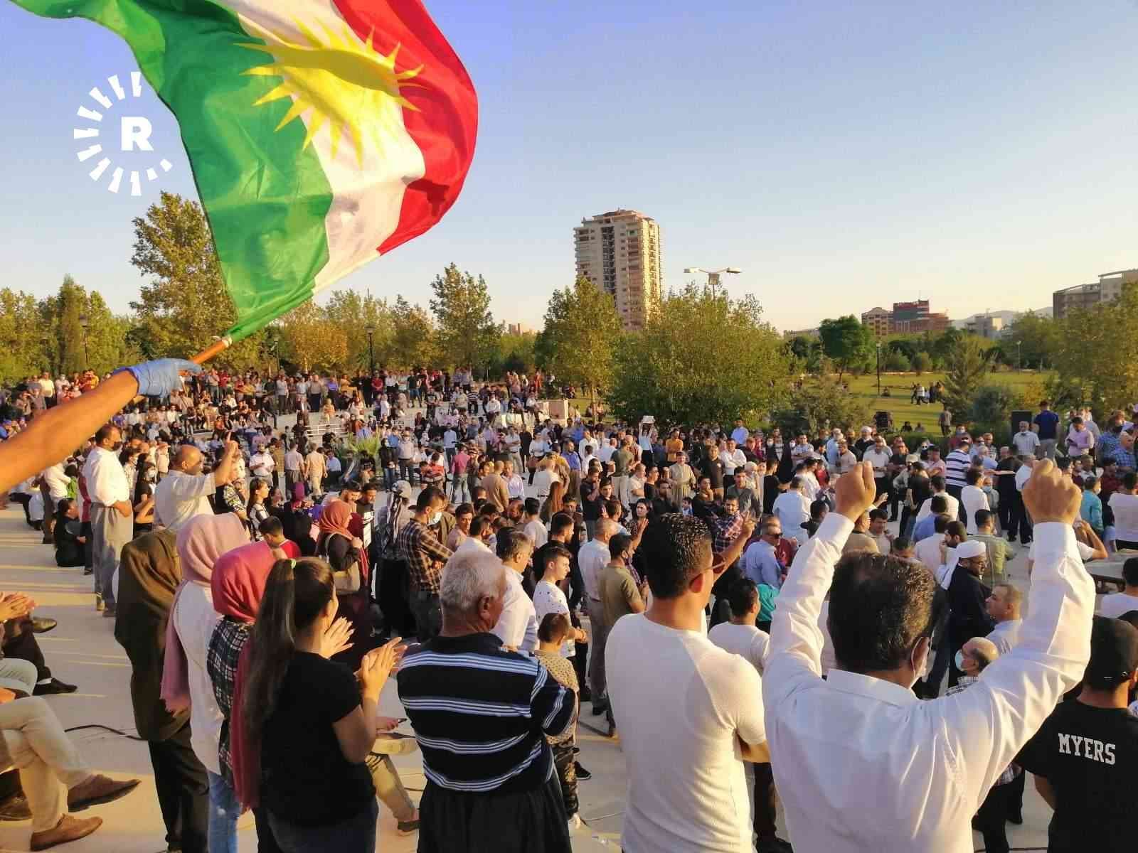 Protesters assemble at Sulaimani's Azadi Park on August 22, 2020. Photo: Rudaw