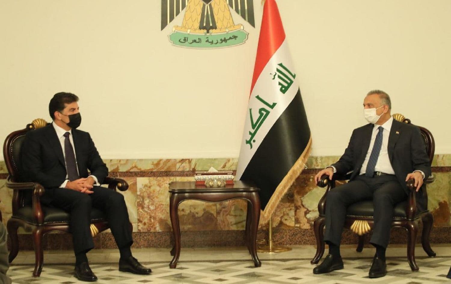 Kurdistan Region President Nechirvan Barzani and Iraqi President Mustafa al-Kadhimi in Baghdad on September 2, 2020. Photo: Kurdistan Region Presidency
