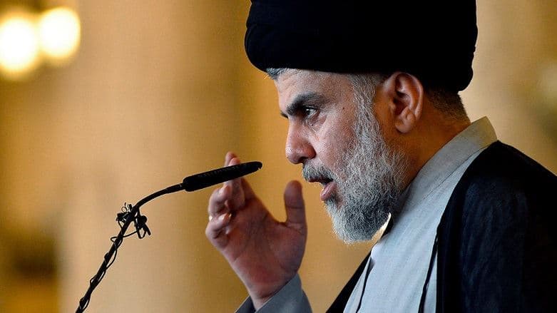 Influential Iraqi cleric Muqtada al-Sadr delivers a speech. File photo: Haidar Hamdani/ AFP