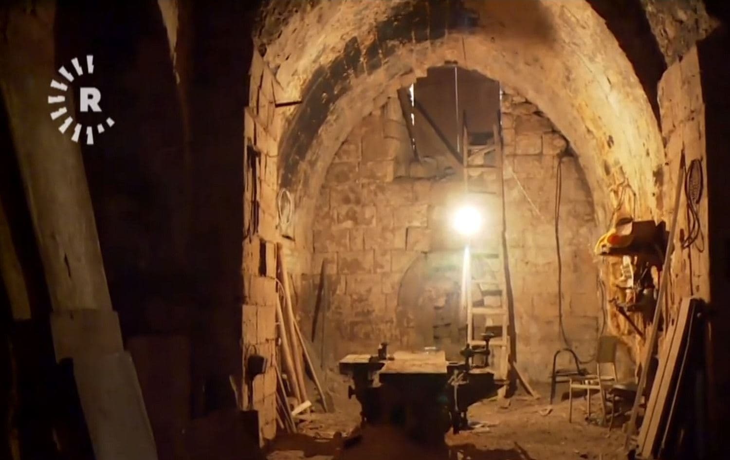 An interior view of the 1,700 year old Mor Yuhanna Church that was used for the past half century as a workshop. Photo: Rudaw